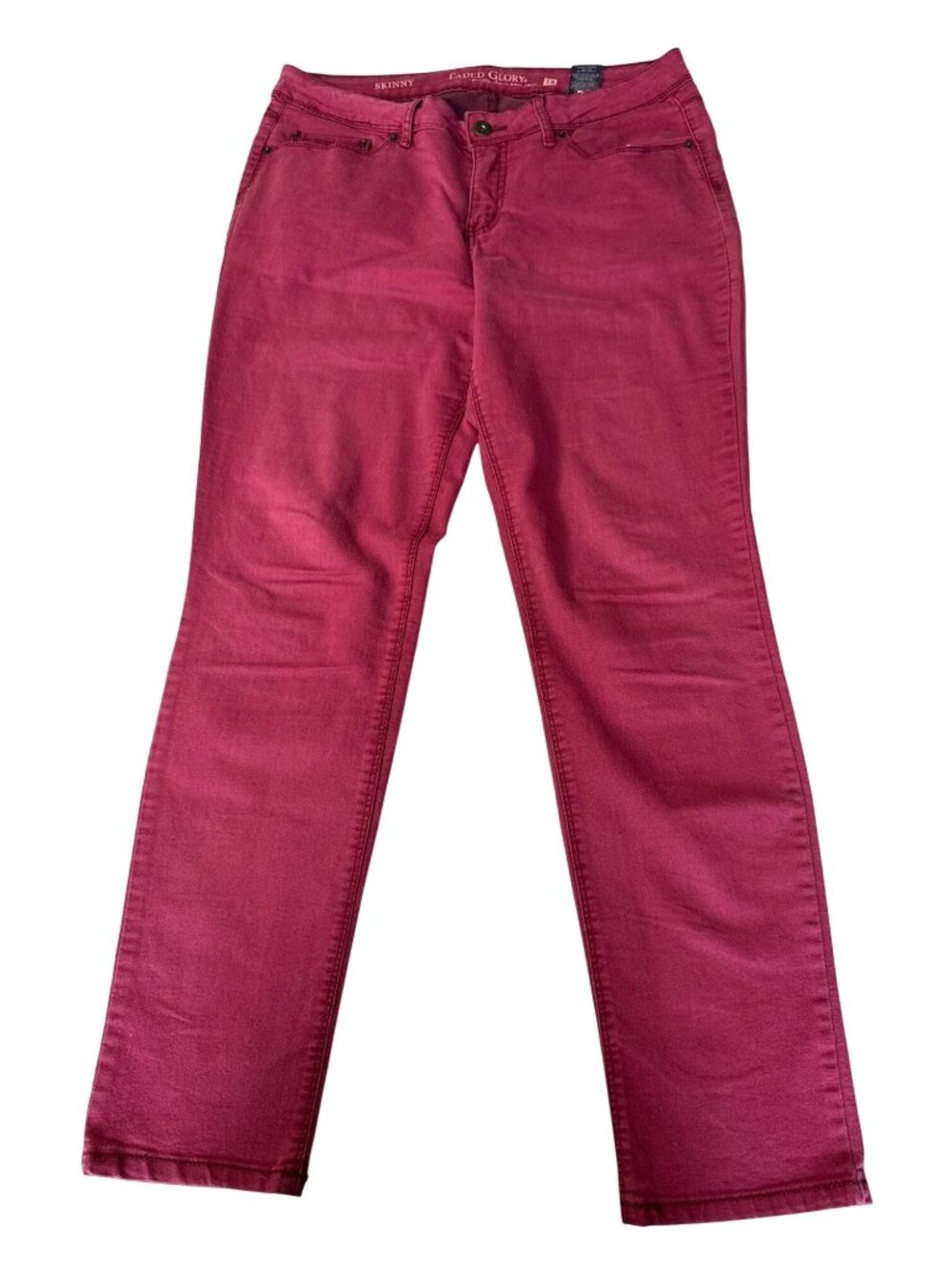 Faded Glory Womens Red Skinny Jeans Cotton Blend Size 14